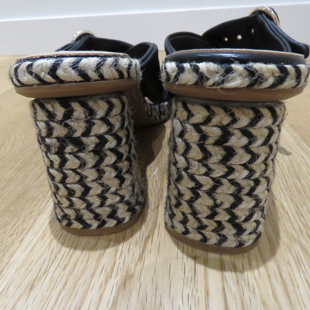 GAIMO Karoo Black Leather Cross Over Slip On Jute Platform Clog Sandals 10.5 - Picture 12 of 15